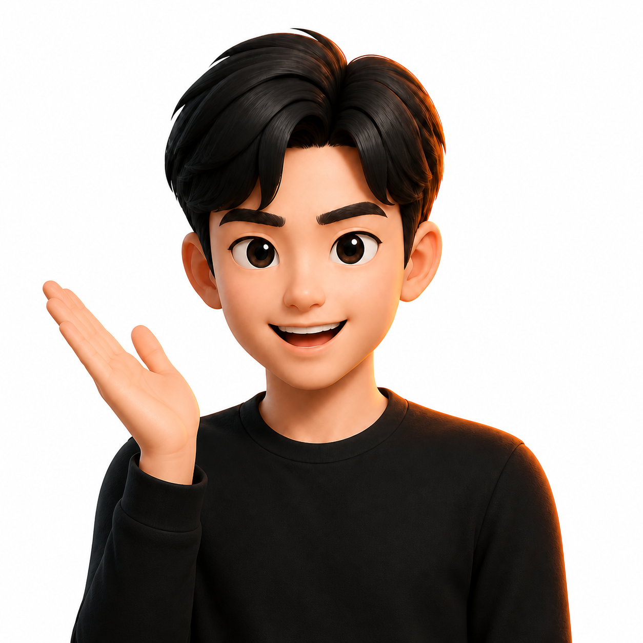 자신 있게 손을 들고 웃는 3D 미모티콘